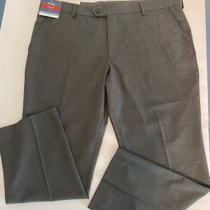 NWT Stanford Super Suit Slim Fit Grey Dress Pants Flat Front 40W X 29L
